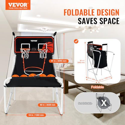 VEVOR Basketball Arcade Game Indoor, 2 Player Indoor Basketball Game, Home Dual Sport with 8 Game Modes, Electronic Scoreboard, and Inflation Pump,Adults - style: Fodable-Advanced