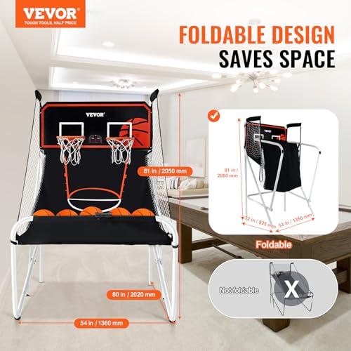 VEVOR Basketball Arcade Game Indoor, 2 Player Indoor Basketball Game, Home Dual Sport with 8 Game Modes, Electronic Scoreboard, and Inflation Pump,Adults - style: Fodable-Advanced