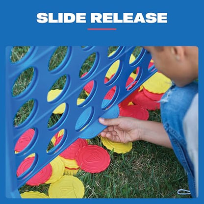EastPoint Oversized Connect 4 Game - Oversized Edition, Blue, 42-Count Discs - Giant Connect 4 for Lawn & Yard Play - Board Games for Kids & Adults - Quick Slide-Release Reset for Travel & Parties