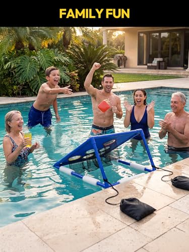 A11N SPORTS Floating Pool Cornhole Set, Heavy-Duty PVC Water Cornhole Game for Adults & Kids, Includes Unsinkable Bean Bags & Target, Summer Swimming Pool Toys & Backyard Lawn Games for Parties
