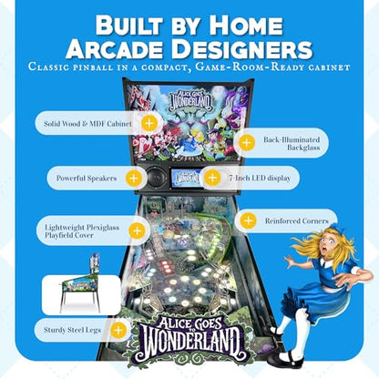 Alice Goes to Wonderland Pinball Machine with LED Lighting