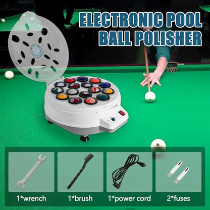 Pool Ball Cleaner,110V Automatic Billiard Ball Cleaner,Pool Ball Cleaner Machine,Electronic Pool Balls Polishing for 16 Billiard and Snooker Balls