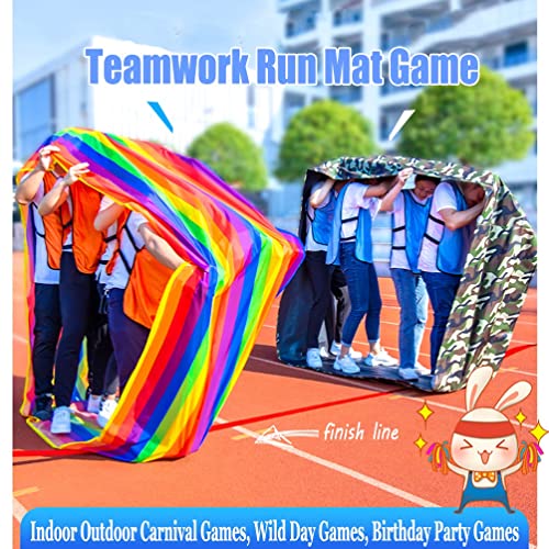 4PCS Teamwork Games Playing Run Mat，Outdoor Activities Carnival Fun Games Competition Games Rolling Running Mats, Yellow/Blue/Pink/Purple (Size : Adult-8M//26FT) - size: Adult-8M//26FT