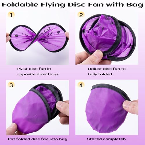 End of the Year Gifts for Students Bulk Foldable Flying Disc Fans Set with Stickers Bags, End of Year Student Gifts from Teacher Beach Fun Folding Pocket Hand Fans for Outdoor Activities Games - style: 24 Pcs Inspirational Flying Disc Fans-A
