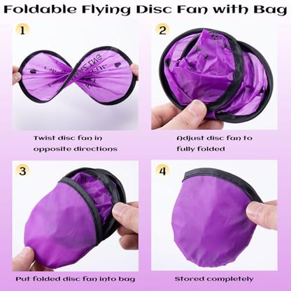 End of the Year Gifts for Students Bulk Foldable Flying Disc Fans Set with Stickers Bags, End of Year Student Gifts from Teacher Beach Fun Folding Pocket Hand Fans for Outdoor Activities Games - style: 24 Pcs Inspirational Flying Disc Fans-A