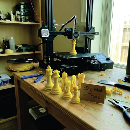 Staunton Chess Pieces Half Set, 17 Yellow Pieces, 3.75" King | Made in USA - color: Yellow