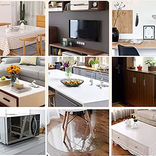 Clear PVC Table Cover Protector - Waterproof, Oilproof & Easy to Clean - Wipeable for Kitchen, Dining, Coffee Tables - 1.5mm Thick, 100x250cm, Transparent