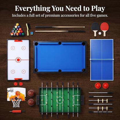 5-in-1 Multi-Game Table - Billiards, Push Hockey, Foosball, Ping Pong, and Basketball, Game Table Combo for Home Game Room Or Entertainment Space, Black - size: 5-in-1 Multi-Game Table Black