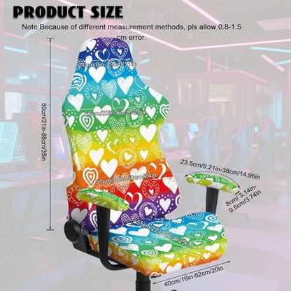 Love Print Gaming Chair Cover with Armrest Covers Scratch Proof Anti-Dust Game Chair Covers Slipcover Universal Fit for Desk/Swivel/Rotating Chairs Protector - color: Multi - Love