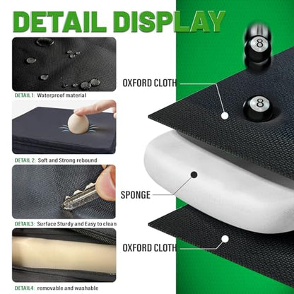 Pool Table Insert Mat for Pool Table Protection Billiard Table to Dining Table Foldable Removable Foam Mat with Zipper, Black
