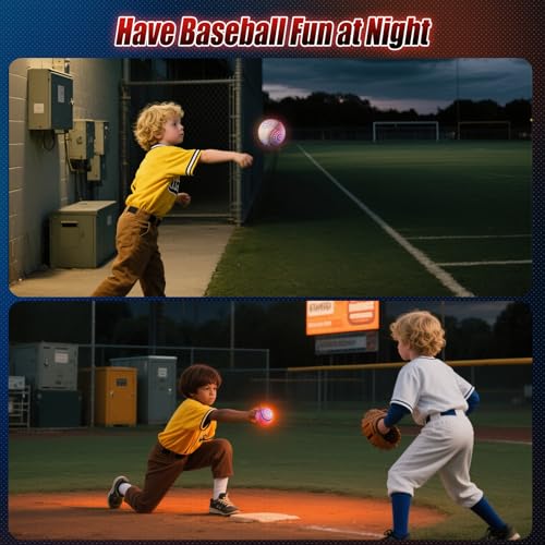 LED Rechargeable Baseball with 9 Lighting Modes Glow in The Dark Baseballs, Baseball Gifts for Boys 6 7 8 9 10 11 12 Years Old Sport Games for Kids Indoor Outdoor Toys for Kids