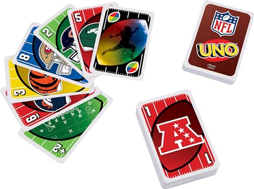 Mattel Games UNO NFL Card Game in Storage & Travel Tin for Kids, Adults & Family Night, Features Logos of All 32 NFL Teams & Special Rule (Amazon Exclusive) - style: UNO NFL