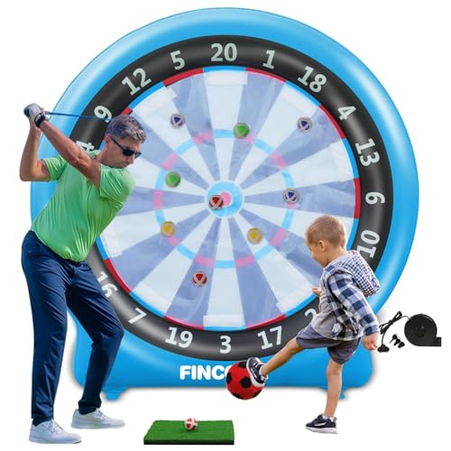 Giant Inflatable Dartboard, Kick Darts Outdoor Indoor Soccer Dartboard Game Golf Dart Throw Darts with Pump, Giant Dart Board Target Yard Games for Kids & Adults 20+Games - style: Blue Dartboard