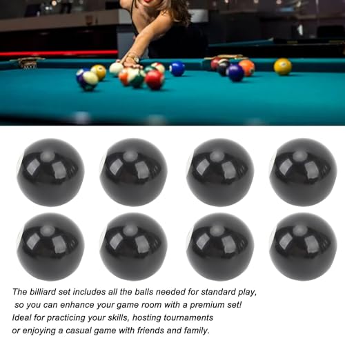 Keenso Billiard Black Eight Ball Set, 16 Pcs 2.3 Inch Pool Eight Ball Resin Billiard 8 Balls