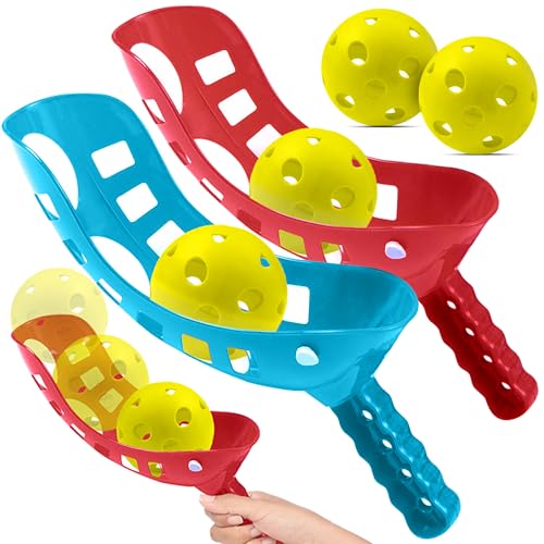 Gamie Scoop and Toss Game for Kids – Includes 2 Scoops and 2 Balls – Fun Outdoor Toys for Beach, Backyard, Camping, or Park – Great PE Equipment & Summer Activity for Boys, Girls & Families