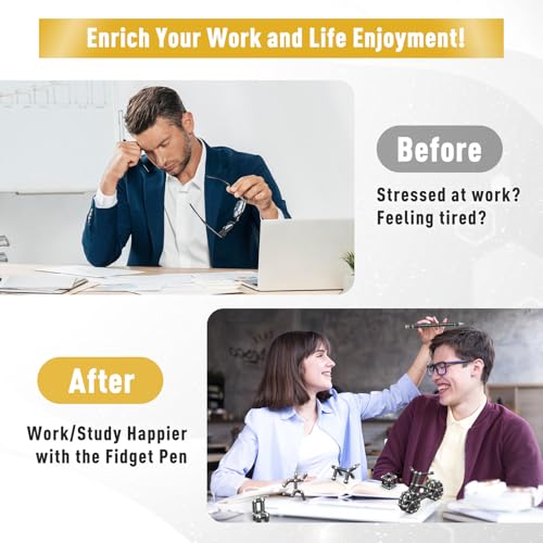 Gifts for Men Fidget Pen, Back to School Supplies, Anniversary Birthday Gifts for Men Him Boyfriend, Multifunction Pen Cool Stuff Gadgets, College School Supplies Gift for Teachers Teens Boys Girls - color: Black