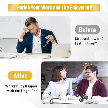 Gifts for Men Fidget Pen, Back to School Supplies, Anniversary Birthday Gifts for Men Him Boyfriend, Multifunction Pen Cool Stuff Gadgets, College School Supplies Gift for Teachers Teens Boys Girls - color: Black