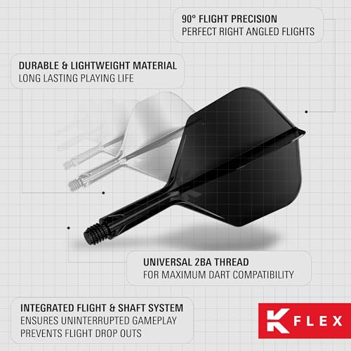 Target Darts K Flex Integrated Dart Flight and Shaft, No.6 | 3-Pack K-Flex - No. 6, Kflex Precision-Molded 2-in-1 Dart Flights and Dart Shaft | Professional Dart Accessories - color: Black, size: Intermediate (26mm)
