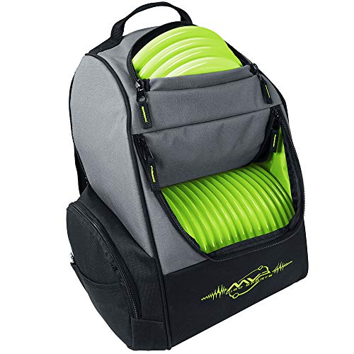 MVP Disc Sports Shuttle Disc Golf Backpack Bag (Choose Your Style and Color) - color: Gray/Lime, style: Without Velcro Side Panel