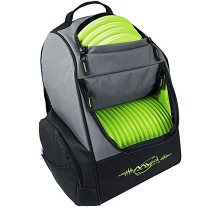 MVP Disc Sports Shuttle Disc Golf Backpack Bag (Choose Your Style and Color) - color: Gray/Lime, style: Without Velcro Side Panel