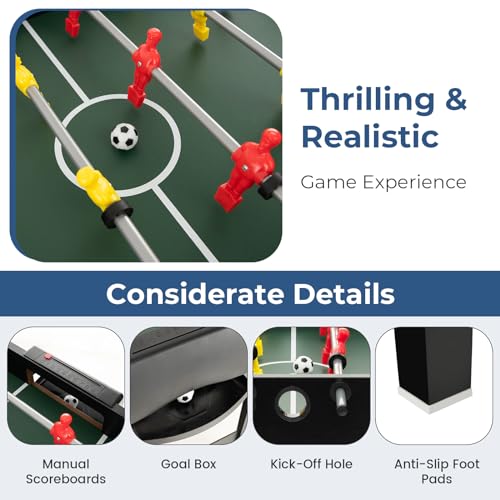 GYMAX 4 in 1 Multi Game Table, 49" Combo Game Table with Foosball Table, Pool Billiards, Air Hockey & Table Tennis for Teens Adults Family Game Room