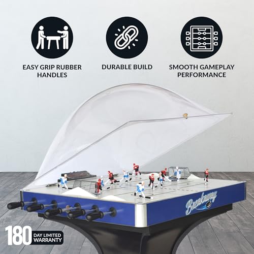 Hathaway Breakaway 41-In Dome Hockey Table for Family Game Room - With EZ-Grip Handles, Easy-Open Dome Top, LED Scoring Unit, Durable Chrome-Plated Metal Accents & Leg Levelers - Blue/Black Finish