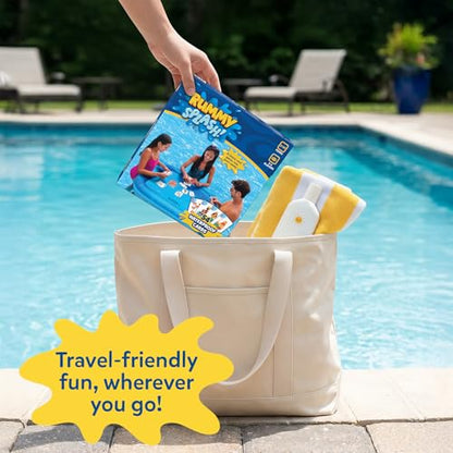 Gouda Games Pool Rummy Splash – Floating Pool Game Table (28” x 28”), Waterproof Cards, Inflatable Pool Toy for Kids & Adults, Family Pool Party Game for Ages 8, 9, 10, 11 and Up, 2-4 Players