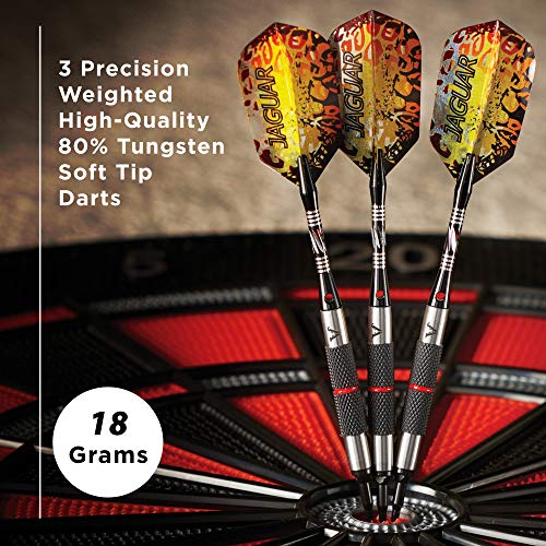 Viper Jaguar 80% Tungsten Soft Tip Dart Set with Case, 18 Grams - style: Coarse Knurling