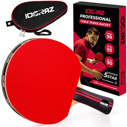 Professional Ping Pong Paddle with ITTF Rubber and Carrying Case | Table Tennis Racket with Speed 99, Spin 93, Control 90, Improves Accuracy and Consistency - color: Single Paddle
