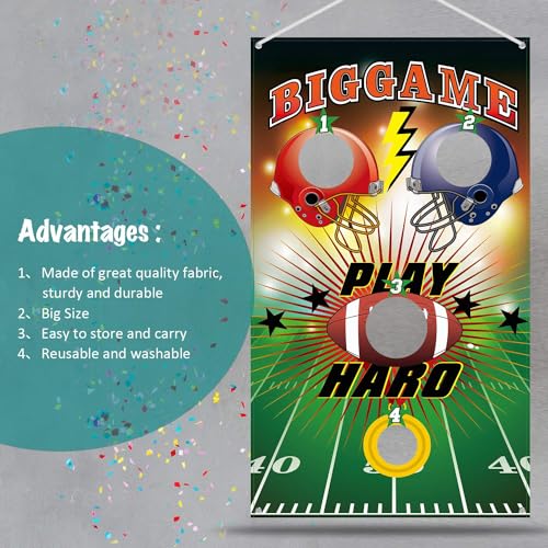 Blulu Football Toss Target Games Bean Bag Toss Game with 3 Bean Bags Football Party Decorations Indoor and Outdoor Party Game for Boys Adults Family Birthday Party Supplies