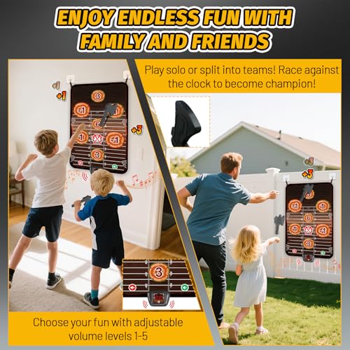 TERRAMUS Axe Throwing Target Game Set, Electronic Scoring Throwing Game Toys Gifts for Kids Age of 3-10+ Years Old Boys & Girls, Backyard Indoor & Outdoor Yard Carnival Sport Party Play Game