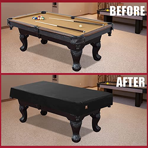 Pool Table Cover 8 Feet,Durable Oxford Cloth,Fixed Straps,100Lx56Wx8H Inch | 8ft Billiard Table Covers Waterproof Outdoor,Rain Dust Sun Protection 8 Foot Pooltable Snooker Table Covers,Storage Bag