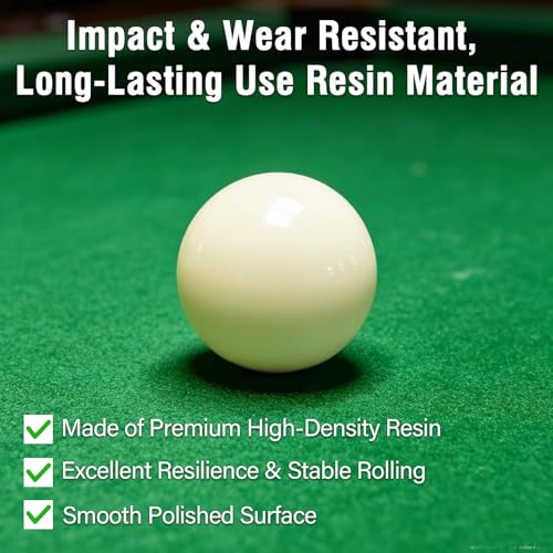 White Pool Cue Ball 2-1/4" (57mm), Professional Grade Billiard Replacement Ball, 6oz for Standard Pool Tables