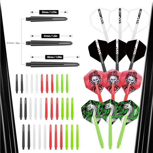 CyeeLife 180 Piece Darts Custom Fit Pack Set, Includes Flights, Shafts, Rubber O-Rings, Flight Protecter and Accessories - color: PC Shafts