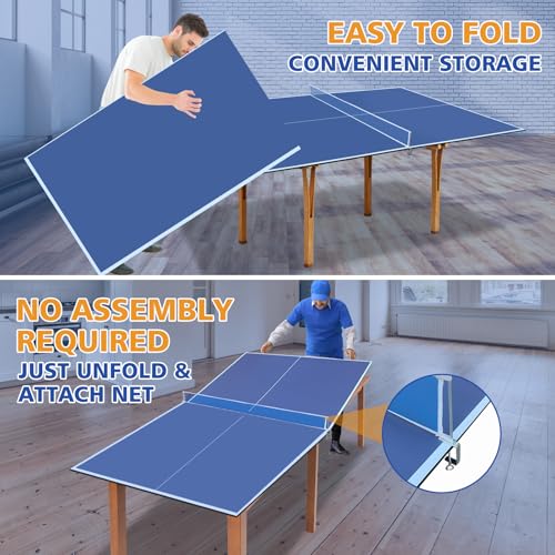 7/8/9ft Mid-Size Ping Pong Conversion Top with Net Set for Billiard and Pool Tables - Regulation Top Converts Billiards into Ping Pong Table Blue/Green/Black - color: Blue, size: 8.5 FT