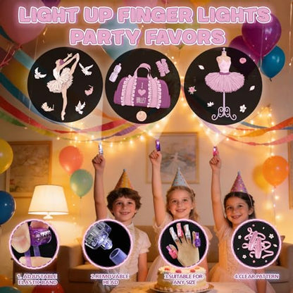 36 Pack Ballerina Party Favors LED Finger Lights for Girls, Ballet Birthday Goodie Bag Stuffers, Classroom Rewards, Party Prizes & Glow Party Supplies - style: Ballerina