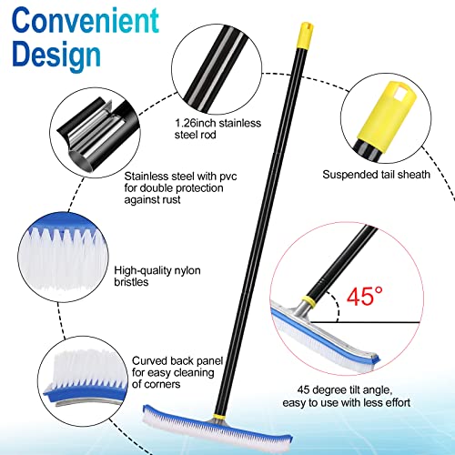 Swimming Pool Brush, 6 FT Stainless Steel Heavy Duty Clean Swimming Pool Brush with Pole, Use for Swimming Pool Wall Tile Floor and Step - size: 6FT