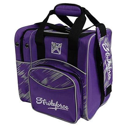 KR Strikeforce Flexx Single Tote Bowling Bag with Side Shoe Compartment, Front Accessory Compartment - color: Purple/Silver
