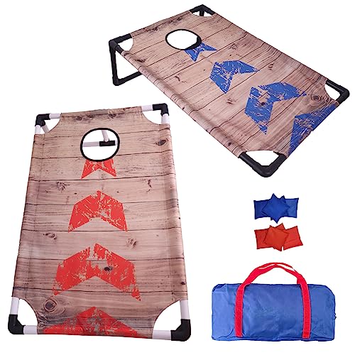 Portable Cornhole Set with 2 Collapsible Cornhole Boards, 8 Cornhole Bean Bags and Carrying Case for Yard Toss Game, Indoor Outdoor Camping Games for Family Parties (3 x 2-feet) - color: Rustic