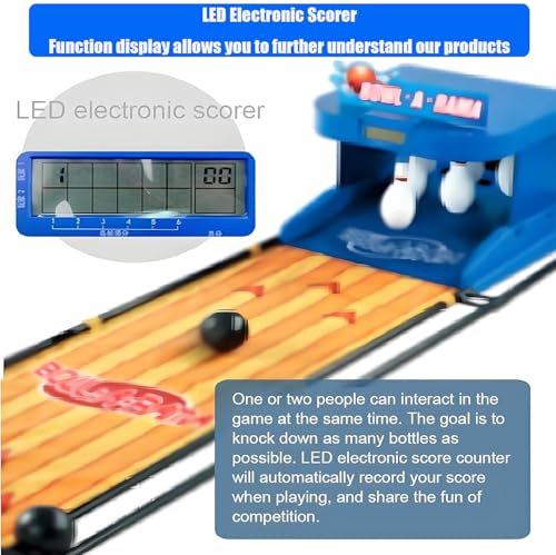 Indoor Bowling Alley Game for Kids & Adults - Electronic Bowling Ball Console with Automatic Reset, LED Scoreboard & Realistic Sound Effects - Family Fun Sports Game, 2m Long
