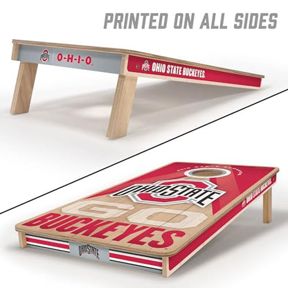 YouTheFan NCAA 2' x 4' Slogan Series Professional Wood Cornhole Game with Logo Bags - color: Ohio State Buckeyes