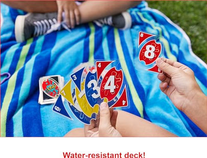 Mattel Games UNO Splash Card Game with Waterproof Cards and Portable Clip for Travel, Camping and Game Nights Away - style: Uno Splash
