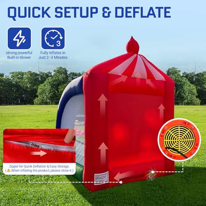 OZIS 6.5x6.5x9Ft Inflatable Soccer Game with Soccer Ball & Blower, Portable Fun Kicking Target Holes, Interactive Inflatable Carnival Games for Commercial Events, Parties, Family Activities - style: Football Throwing Target
