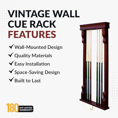 Hathaway Vintage Wall Billiard Pool Cue Rack