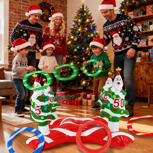 3 Pack Easter Inflatable Easter Games Set, 18 Pieces Inflatable Reindeer Antler Ring Toss Party Game for Kids Adults Family, Indoor Outdoor Ring Toss Toys Gifts Easter Party Favors Carnival Games - style: style 1