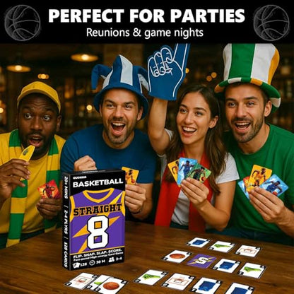 Quokka Basketball Fast-Paced Card Game for Kids & Adults – 128 Cards & Easy Rules – Quick & Fun Matching Game – 2-4 Players – Ages 8+ – Perfect for Family Games Night, Travel and Parties - color: Basketball