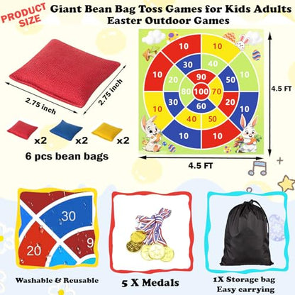 Giant Bean Bag Toss Outdoor Games for Kids Adults,4.5x4.5FT Large Outside Lawn Camping Field Day Giant Yard 4th of July Games for Kids Family, Backyard Carnival Outdoor Fun Fourth of July Game
