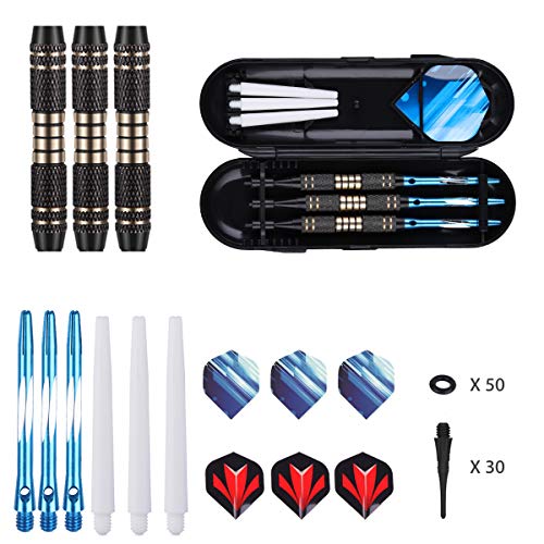 Soft tip Darts Set 18/20 Grams - Professional Darts Plastic Tip with Brass Barrel + Aluminum Shafts + 50 Rubber o-Ring + 6 Flights +50 Soft Tips for Electronic Dartboard - color: 18g-BLUE