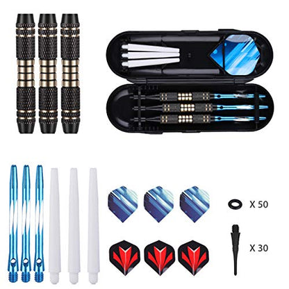 Soft tip Darts Set 18/20 Grams - Professional Darts Plastic Tip with Brass Barrel + Aluminum Shafts + 50 Rubber o-Ring + 6 Flights +50 Soft Tips for Electronic Dartboard - color: 18g-BLUE