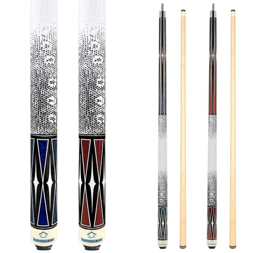 HomeSeason Pool Cue Stick 58" Billiard Cue Sticks 3D Printed Grip Professional Low Deflection Pool Sticks Maple Wood Pool Sticks 13mm Tip - color: 2-Pack-18/21oz